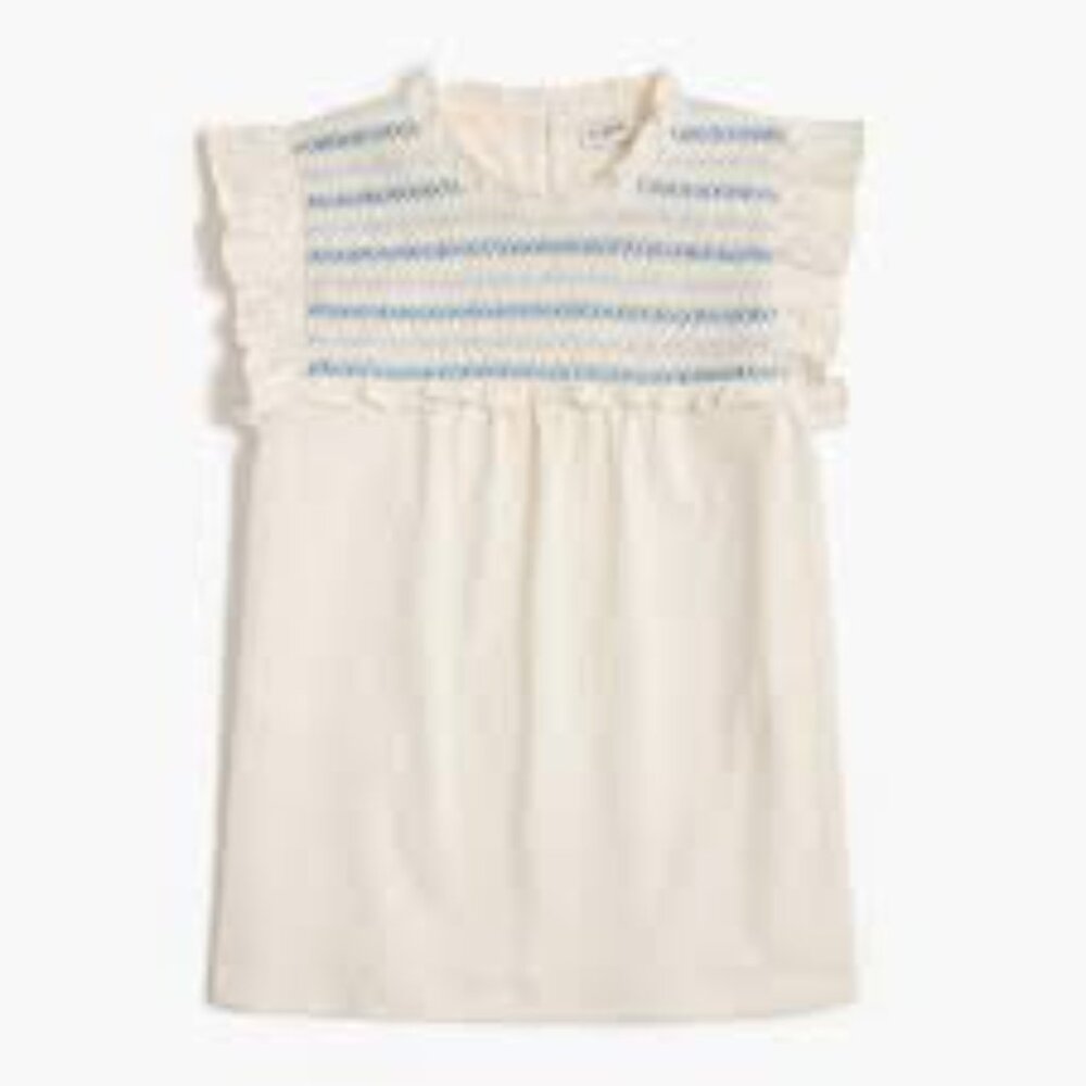 J. Crew Ivory Blouse with Navy Accents